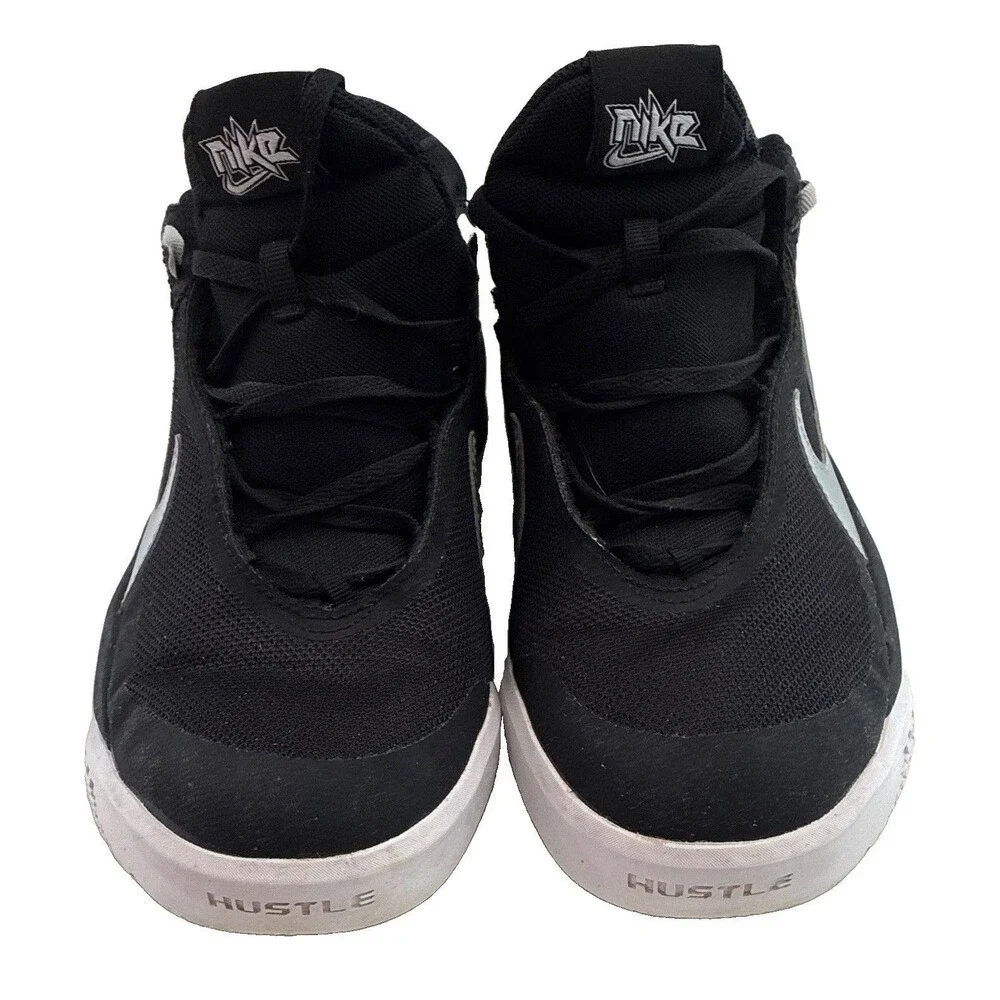 Nike Hustle D 9 CW6735-004 Black/White Low Top Lace-Up Basketball Sneakers